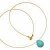 Gemshine - Damen - Anhänger - Halskette - Vergoldet - Jade - Tropfen - Blau - 45 cm