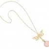 Gemshine - Damen -  Halskette - Anhänger - 925 Silber - Vergoldet - LIBELLE - Rosenquarz - Rosa - 45 cm – Bild 5