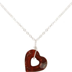 Gemshine - Damen - Halskette - Anhänger - 925 Silber - Herz - Open Heart - Rot - MADE WITH SWAROVSKI ELEMENTS® - 45 cm