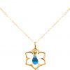 GEMSHINE Damenhalskette aus hochwertig vergoldetem 925 Silber mit YOGA Lotusblume und Blautopas Quarz hervorragender Qualität. Made in Madrid / Spanien. Im eleganten Schmucketui mit Geschenkverpackung – Bild 3