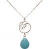 GEMSHINE Damenhalskette aus 925 Silber mit YOGA Lotusblume und Türkis Tropfen. Edelstein hervorragender Qualität und Farbe. Made in Madrid / Spanien. Im eleganten Schmucketui mit Geschenkverpackung