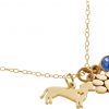 GEMSHINE Dackel und Pfote Tatze Anhänger mit Edelstein Auswahl. Massiv 925 Silber vergoldet an 45cm Kette. Geschenk für Haustier Herrchen und Frauchen - Made in Spain – Bild 4