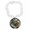 Gemshine - Damen - Armband - Anhänger - Medaillon  - Perlmutt - 925 Silber - Grau - 3 cm – Bild 3