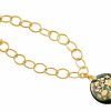 Gemshine - Damen - Armband - Anhänger - Medaillon - Perlmutt - Vergoldet - Grau - 2,5 cm