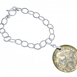 Gemshine - Damen - Armband - Anhänger - Medaillon  - Perlmutt - 925 Silber - Creme - 3 cm