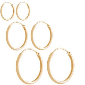 GEMSHINE 925 Silber vergoldete Creolen endless Hoop Ohrringe im klassischen Design in Größen 12 mm - 40 mm. Made in Madrid / Spanien, Ohrringe Diameter:35