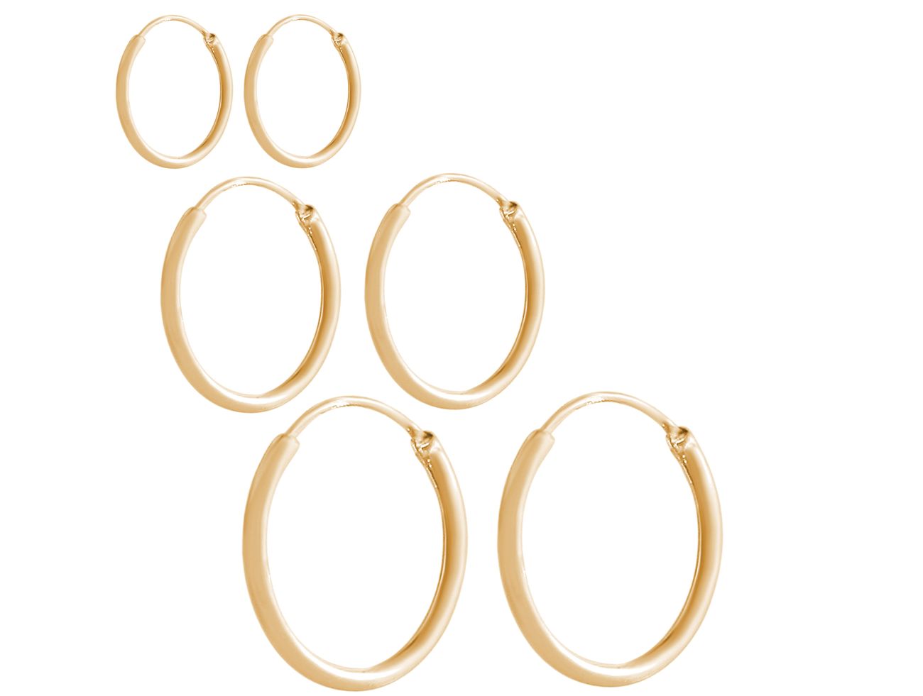 GEMSHINE 925 Silber vergoldete Creolen endless Hoop Ohrringe im klassischen Design in Größen 12 mm - 40 mm. Made in Madrid / Spanien, Ohrringe Diameter:20 – Bild 3