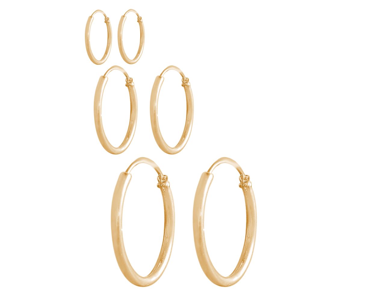 GEMSHINE 925 Silber vergoldete Creolen endless Hoop Ohrringe im klassischen Design in Größen 12 mm - 40 mm. Made in Madrid / Spanien, Ohrringe Diameter:15 – Bild 5