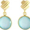 Gemshine - Damen - Ohrringe - 925 Sterling Silber - Vergoldet - Chalzedon - Aqua - CANDY - 3,5 cm – Bild 3