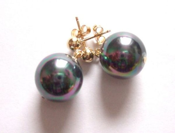 Gemshine - Damen - Ohrringe - Perlen - Tahiti - Grau - Vergoldet - 12 mm – Bild 4