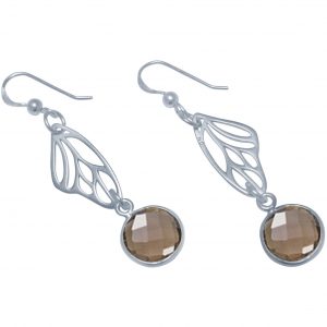 Gemshine - Damen - Ohrringe - 925 Silber - Schmetterling Flügel - Rauchquarz - Braun - 4 cm