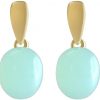 Gemshine - Damen - Ohrringe - 925 Silber Vergoldet - Chalcedon - Meeresgrün- 2 cm – Bild 4