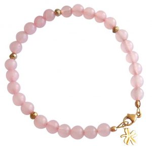 Gemshine Rosenquarz Armband hochwertig vergoldet - Handgemacht in München / Deutschland. Im eleganten Geschenketui geliefert.