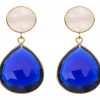 Gemshine - Damen - Ohrringe - 925 Silber Vergoldet - Mondstein - Quarz - Weiss - Blau - 4 cm – Bild 3