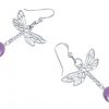 Gemshine - Damen -  Ohrringe - 925 Silber - LIBELLE - Amethyst - Lila - Violett - 4 cm