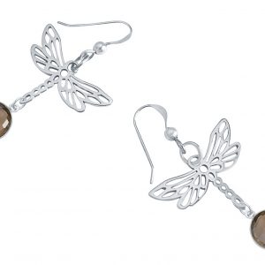 Gemshine - Damen -  Ohrringe - 925 Silber - LIBELLE - Rauchquarz - Braun - 4 cm