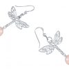 Gemshine - Damen -  Ohrringe - 925 Silber - LIBELLE - Rosenquarz - Rosa - 4 cm