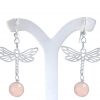 Gemshine - Damen -  Ohrringe - 925 Silber - LIBELLE - Rosenquarz - Rosa - 4 cm – Bild 3