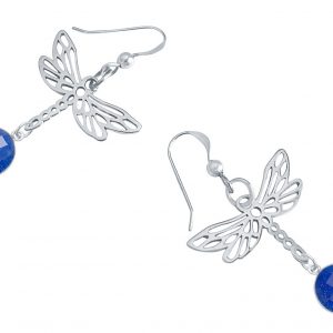 Gemshine - Damen -  Ohrringe - 925 Silber - LIBELLE - Saphir - Blau - 4 cm