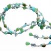 Gemshine - Damen - Halskette  - Lariat - Aquamarin - Perlen - Blau - Weiß - 120 cm