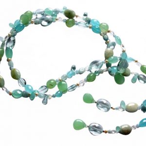 Gemshine - Damen - Halskette  - Lariat - Aquamarin - Perlen - Blau - Weiß - 120 cm