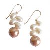Gemshine - Damen - Ohrringe - Perlen - Champagner - Weiß - Vergoldet - 3 cm