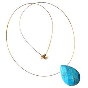 Gemshine - Damen - Anhänger - Halskette - Vergoldet - Türkis - Tropfen - Facettiert - Blau - 45 cm